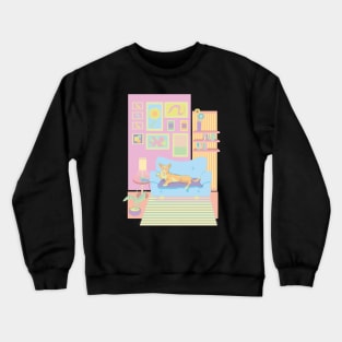 Greyhound with glasses in pastels Crewneck Sweatshirt